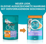 PURINA ONE Coat and Hairball Nourriture humide pour chat en sauce au poulet, paquet de 26 (26 x 85 g)