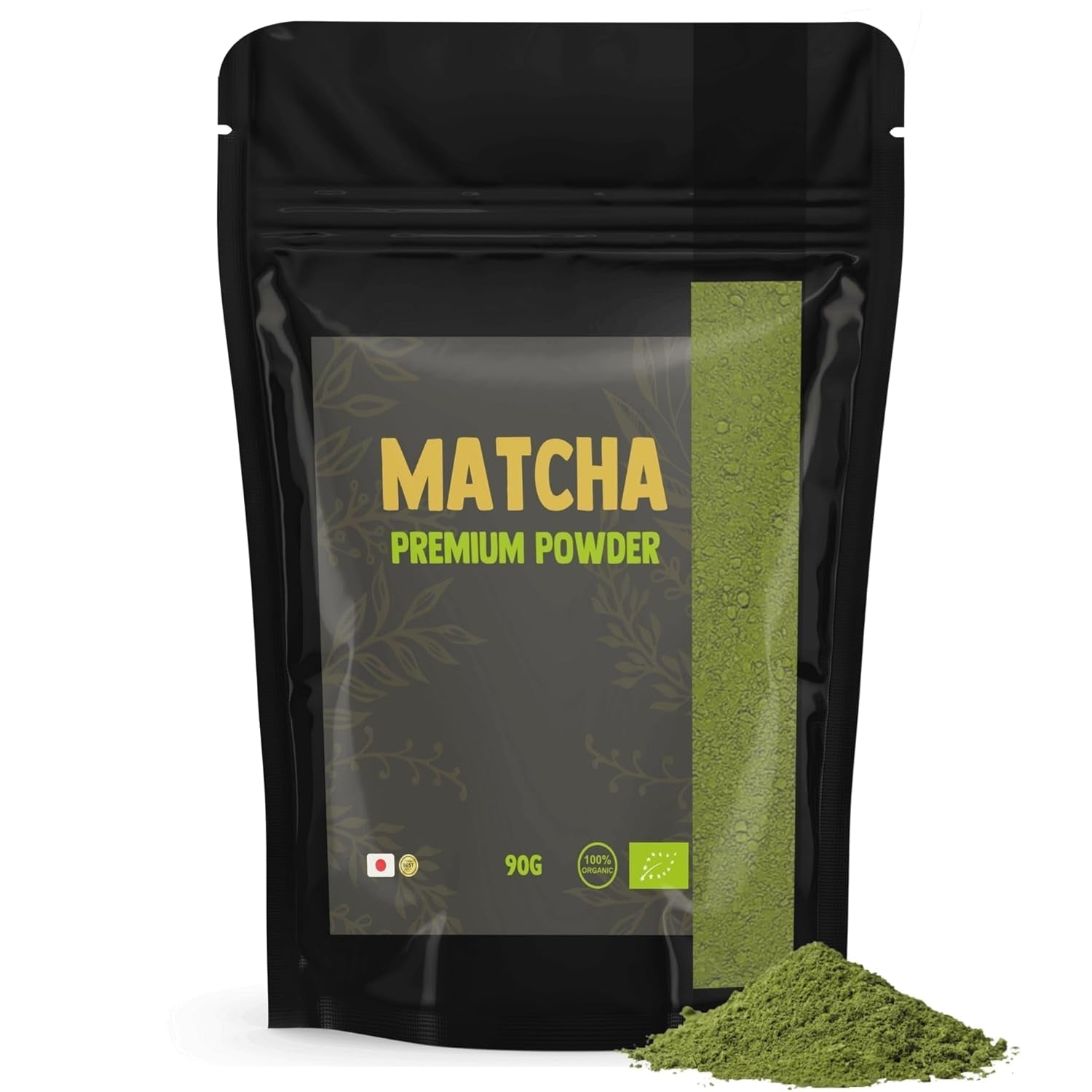 Cupplement Matcha 90 grammes bio - Thé vert en poudre de la plus haute qualité - Sans fouet ni fil de bambou - Culunaire - Coffret débutant - Latté - Fouet - Japon - Poudre - Thé - Fil - Sachet - Smoothie