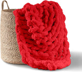 Couverture tricotée épaisse, jeté, 100% tricoté à la main avec du fil chenille géant (127 X 152,4 Cm, gris lilas) Adyrescia Rouge 50 "X60" Lits et couvertures