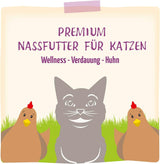 MjAMjAM - Nourriture humide premium pour chat - Bien-être - Digestif - Poulet, pack de 12 (12 x 125g), sans céréales