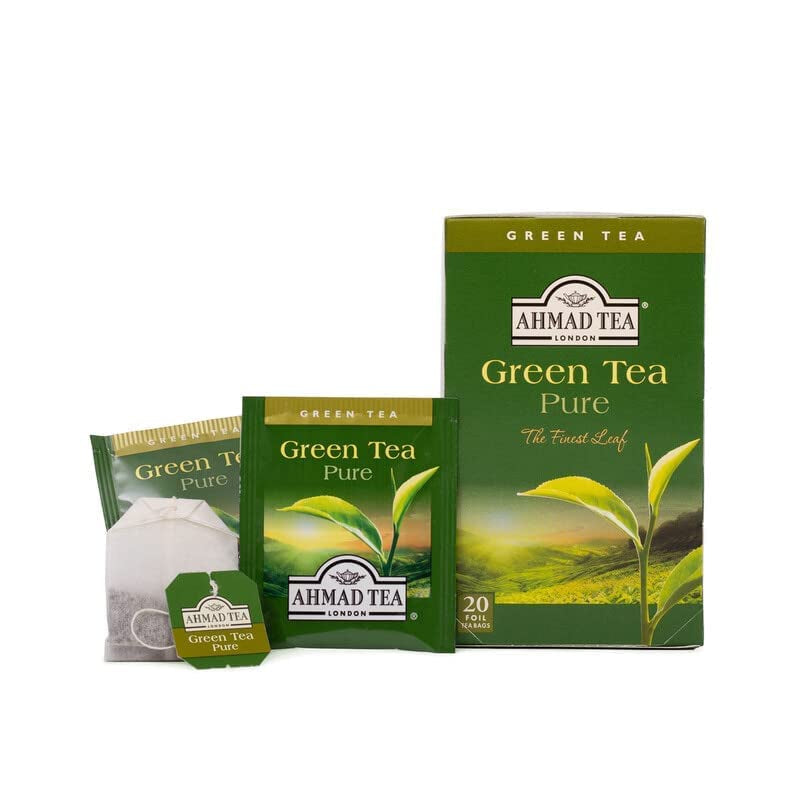 Ahmad Tea – Thé vert – Sachets de thé emballés individuellement avec 2 g de thé par portion – 20 sachets de thé à bandes (lot de 2)