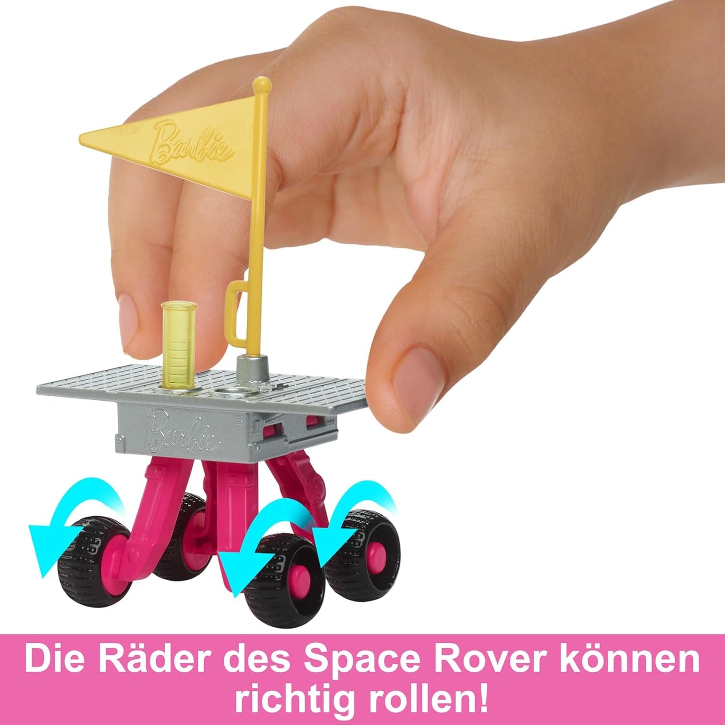 Poupée Barbie 65e anniversaire et 10 accessoires, ensemble astronaute poupée brune, rover à roues, casque spatial avec visière changeante et plus encore, HRG45