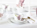 CreaTable, 24024, Série Square Orchid, Service de table 18 pièces pour 6 personnes, Service à café en porcelaine, Passe au lave-vaisselle et au micro-ondes, Fabrication de qualité