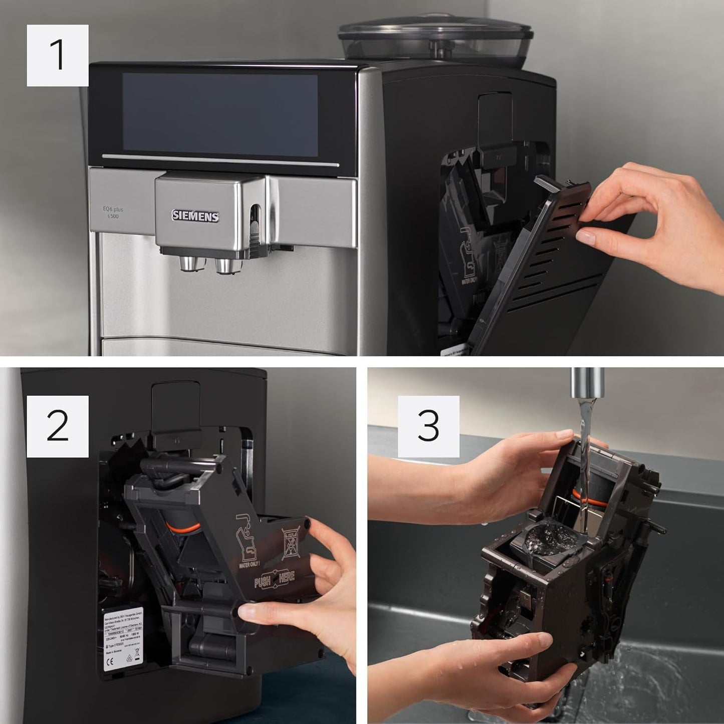 Machine à expresso automatique Siemens EQ.6 plus s300 TE653501DE, pour de nombreuses spécialités de café, mousseur à lait, moulin en céramique, double fonction café, anticalcaire, nettoyage vapeur automatique, 1500 W, argent