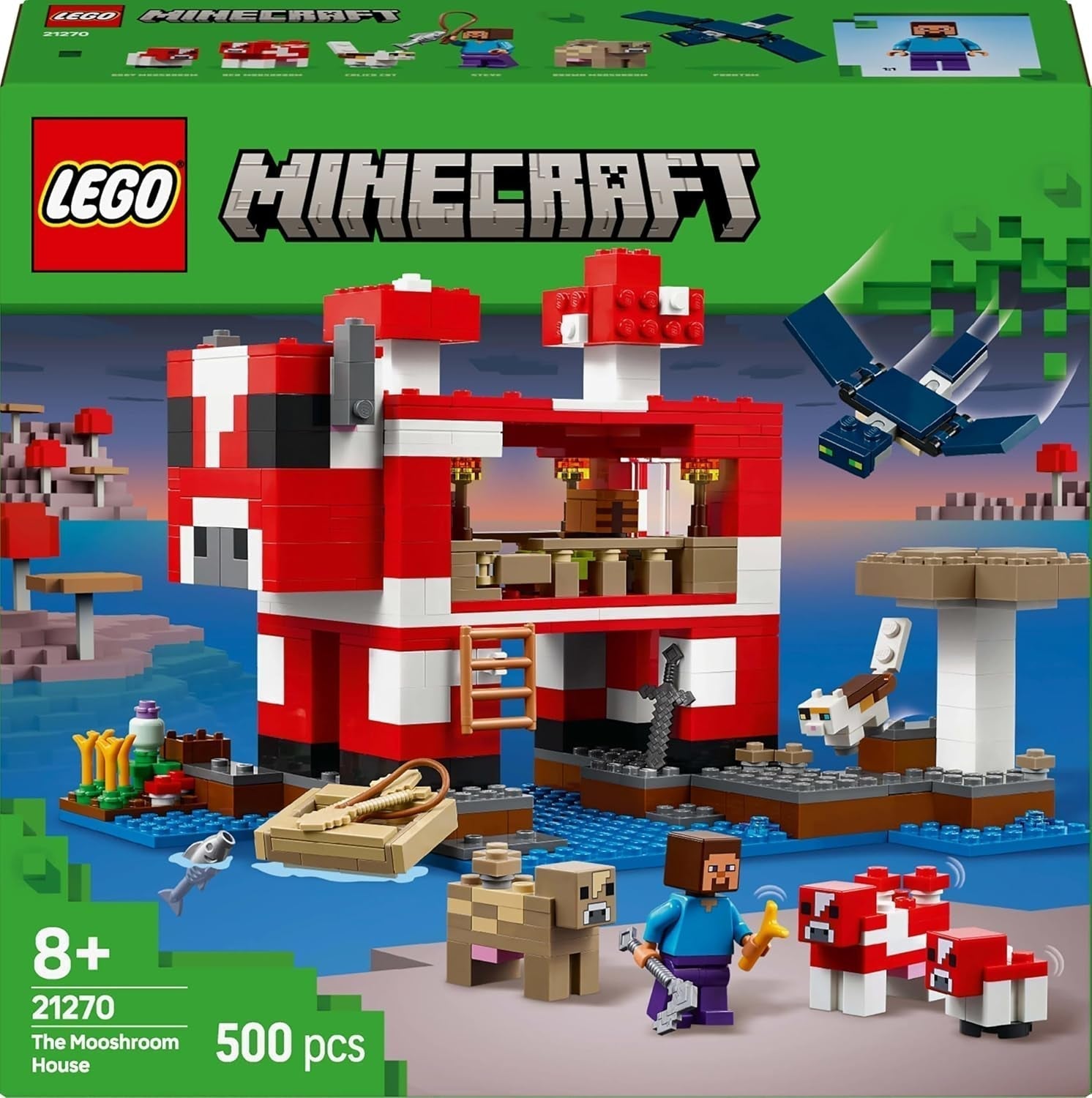 LEGO Minecraft La maison de la vache champignon Jeu vidéo de construction Modèle Mushroom Land avec figurines Steve et autres personnages Ensemble de jeu pour garçons et filles de 8 ans 21270 Jeux de construction Beuche den LEGO-Store