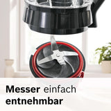 Bosch Batteur sur socle Vitapower Serie 4 MMB6172SN, Version Verbesserte, 10 Jahre Motorgarantie, Edelstahl-Klingen, 1,5L Glasbehälter, Spülmaschinenfeste Teile, 30 000 U/Min, 1200 W, Silver Kitchen Naty Shop