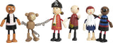 Poupées pirates en bois flexibles Small Foot, 5 pirates et 1 singe, détaillées et flexibles, à partir de 3 ans, 12412