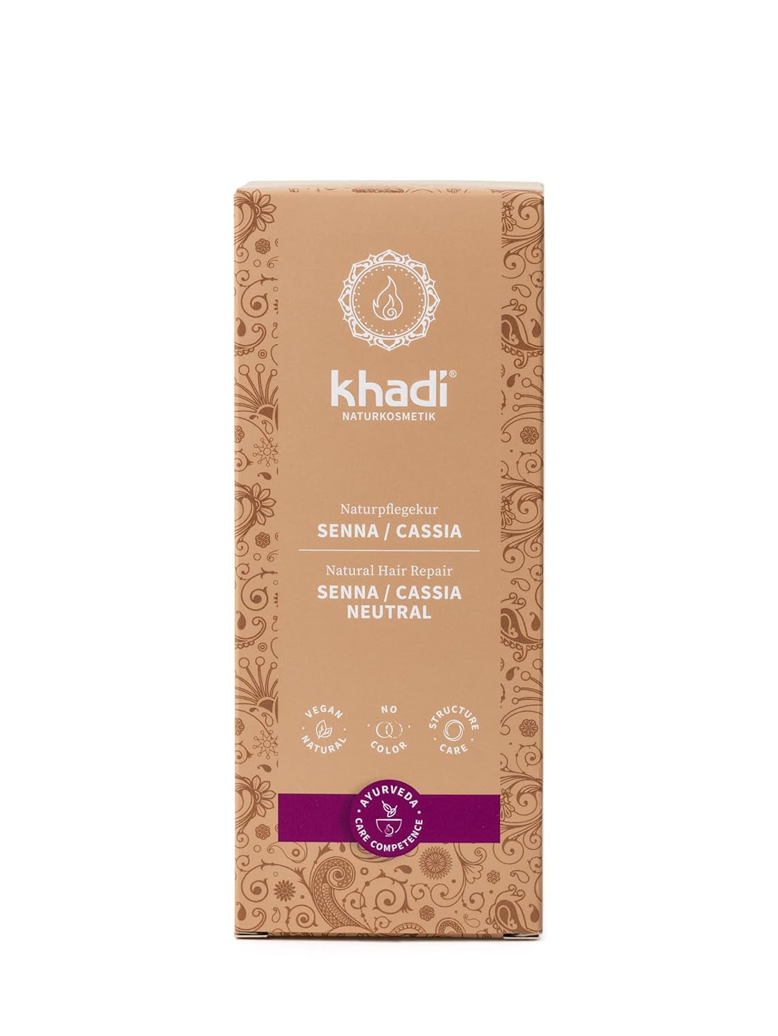khadi GOLDBRAUN Coloration capillaire à base de plantes Ambre vif à brun doré brillant doux 100 % à base de plantes naturelles certifiées végétaliennes Cosmétiques naturels 100 g Naty Shop Teinture capillaire neutre Senna/Cassia 100 g (1 paquet) simple