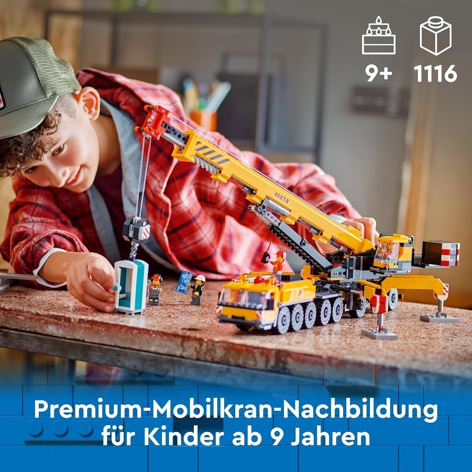 Grue de construction mobile LEGO City, jouet de construction pour garçons et filles, cadeau créatif pour enfants, bras long extensible, 4 figurines d'ouvriers de la construction pour jeu de rôle 60409 Besuche den LEGO-Store
