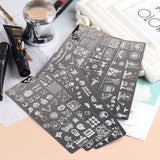 JMEOWIO Nail Stamping Pochoirs Halloween 6 Pièces Nagelstempel Pochoirs Nail Art Décoration Nageldesign Zubehör Böse Gruselige Kürbis-Geisterhexe
