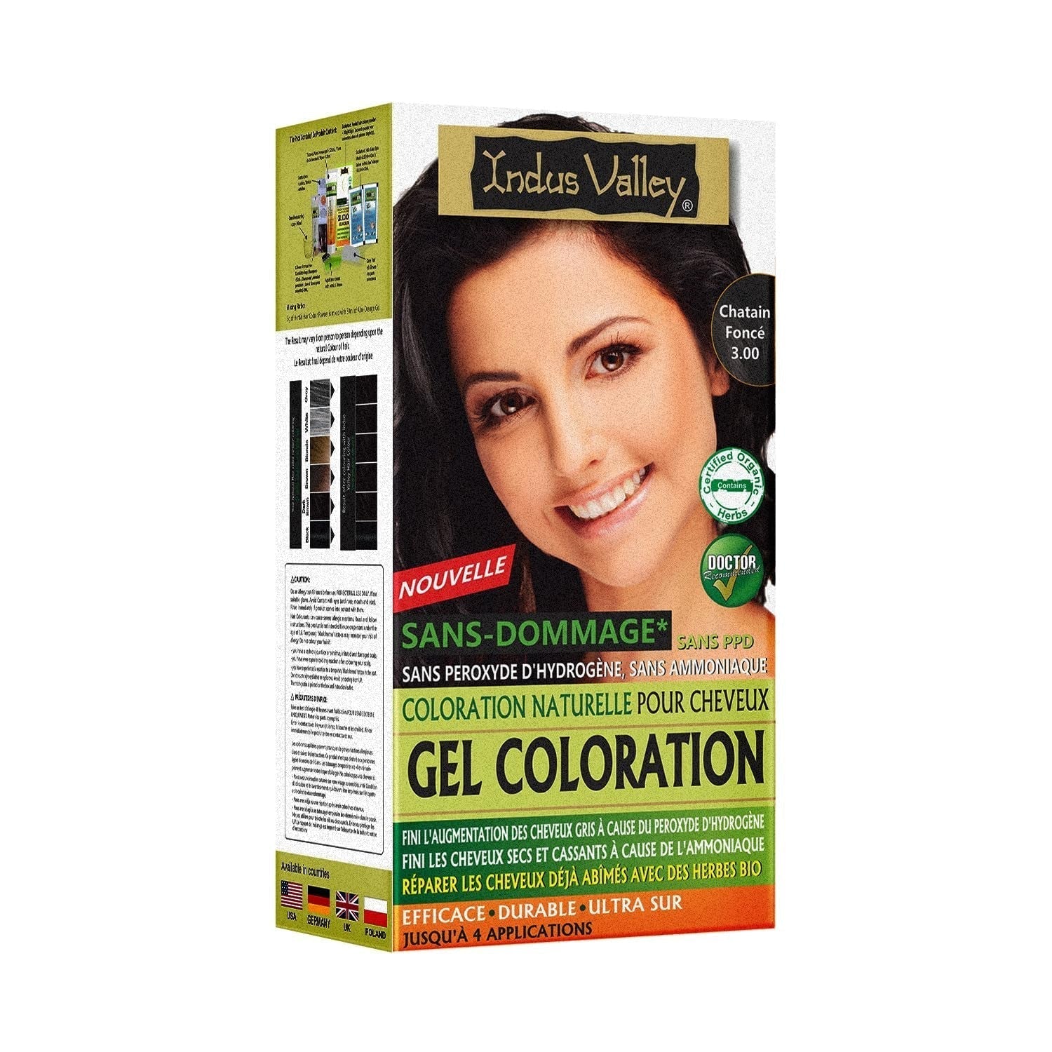 Coloration capillaire en gel naturel sans dommages Indus Valley | Sans ammoniaque, végétalien et sans cruauté | Jusqu'à 100 % de couverture des gris, résultats longue durée | Châtain clair 5.0 (20 grammes + 200 ml) Teinture capillaire Naty Shop Châtain foncé