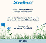 Almo Nature Functional - Sterilized - Nourriture humide pour chats adultes et matures, stérilisés ou moins actifs - au bœuf - faible en gras, hydratante - 70 g (paquet de 30)