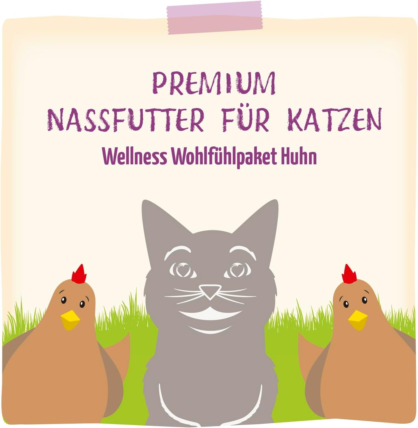 MjAMjAM - Nourriture humide de qualité supérieure pour chats - Pack bien-être au poulet 12 paquets (12 x 125 g) sans céréales avec viande supplémentaire