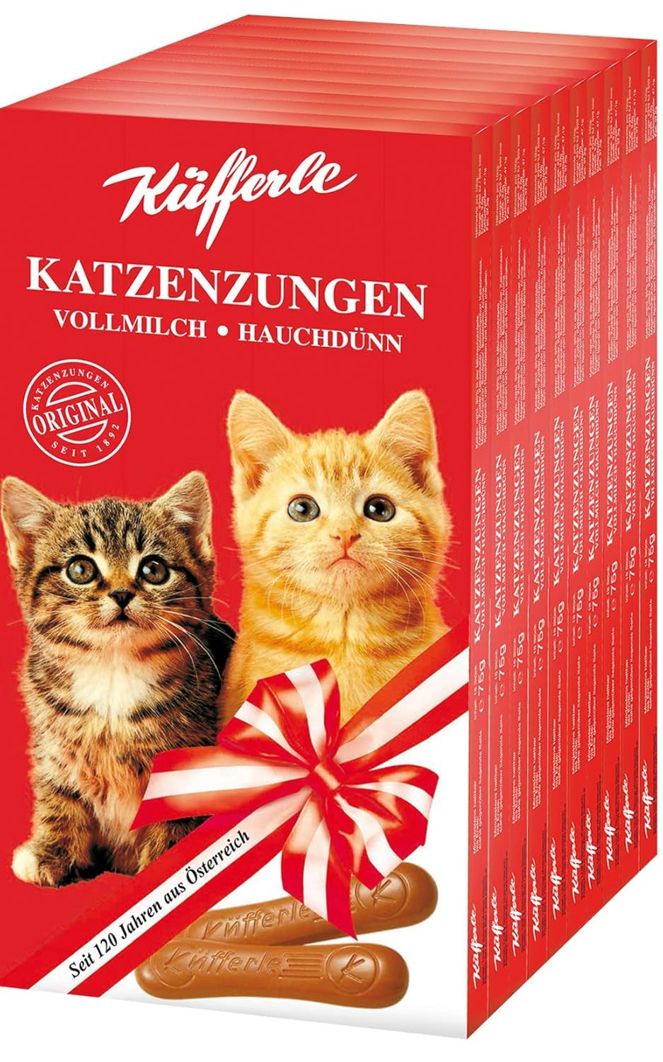 Küfferle langues de chat 10x75g multipack, chocolat au lait, 10 pièces