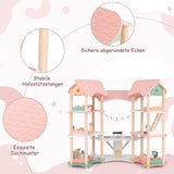 FANTASK Maison de poupée en bois, maison de poupée 7 pièces de 85 cm de hauteur avec 32 meubles et accessoires, maison de poupée avec échelle en corde, cadeau de maison de poupée pour filles de 3 ans (modèle 3) Naty Shop Dollhouses
