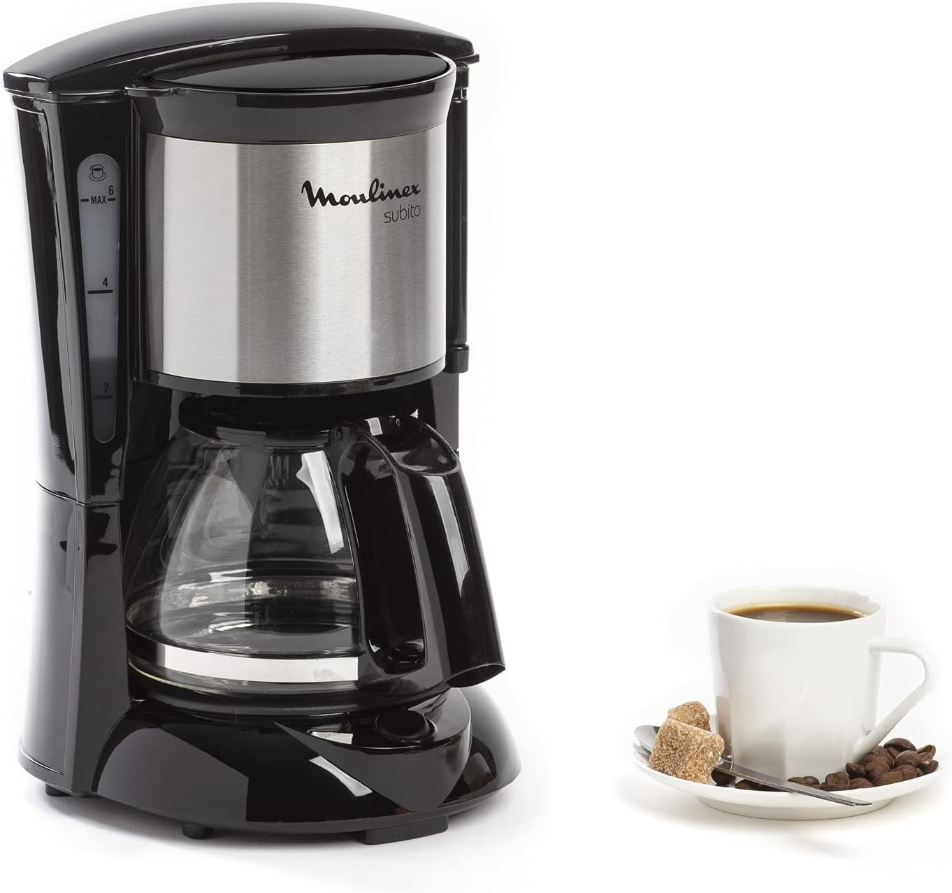 FG150813 Cafetière Subito, 6 tasses, Noir/Acier inoxydable