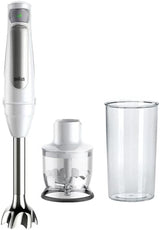 Braun Multiquick 7 MQ 7035X Stabmixer - Pürierstab Mit Abnehmbarem Edelstahl Mixfuß Mit Activeblade Technologie Zum Pürieren Der Härtesten Ingredient, Inkl. Set de 3 pièces, 1000 watts, Schwarz Kitchen Naty Shop Weiß Zerkleinerer (350G)