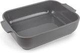 Peugeot Appolia Rechteckige Auflaufform Mit Griffen, Keramik, Schiefer / Grau, 7.2X31X21.7 Cm, Fassungsvermögen: Env. 2 L, 60060 Moules et plaques pour pâtisserie Naty Shop Hellgrau