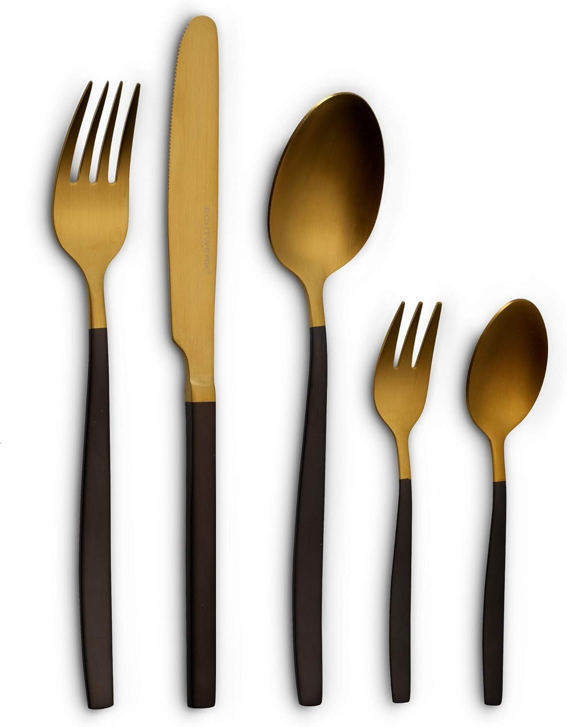 Echtwerk Positano Due-Bronze Ménagère, Black Edition, 20 Pièces, 4 Personnes Cuisine Naty Shop Or / Noir