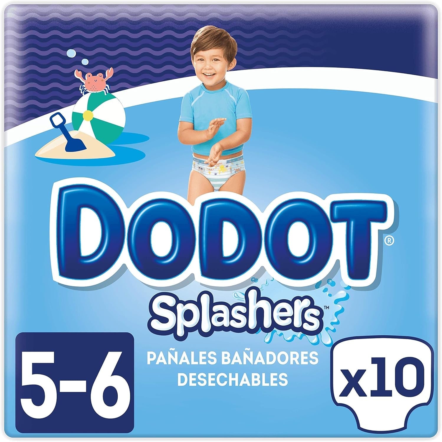 Couches de bain Splashers, paquet de 10, à partir de 14 kg, gonflables et faciles à enlever, taille 5