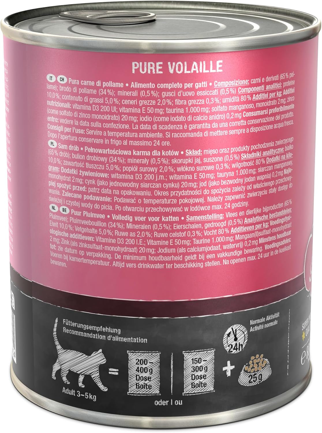 LEONARDO Nassfutter für Katzen, Geflügel pur, dose de 6X 800g, Katzenfutter getreidefrei, Alleinfutter, fabriqué en Allemagne