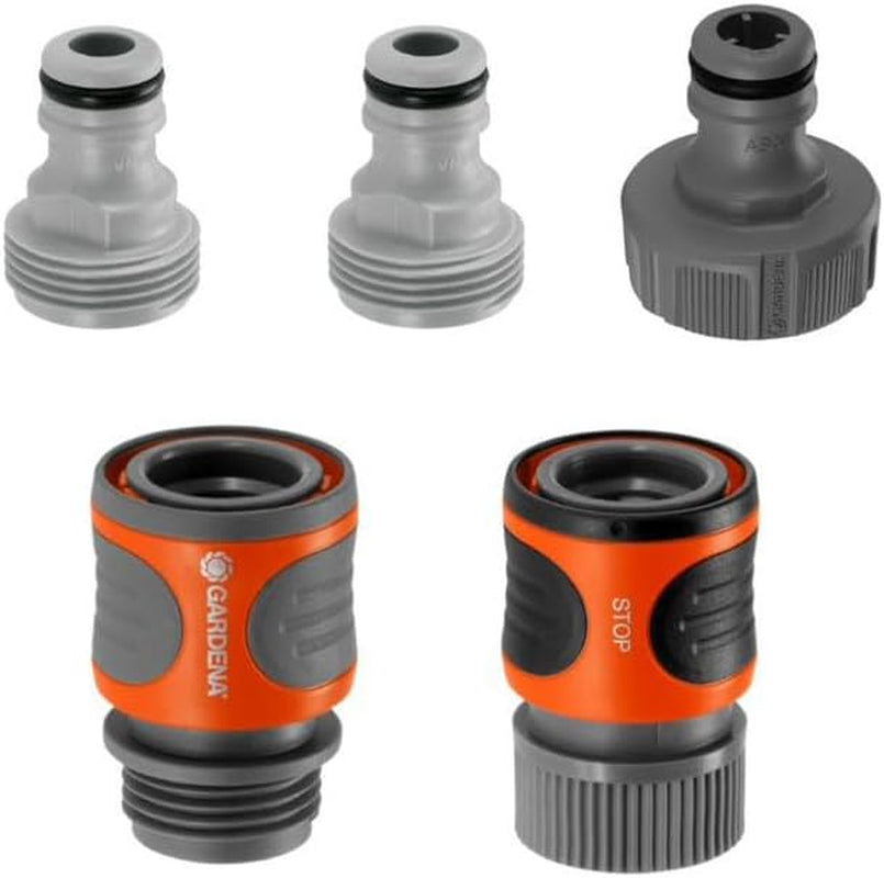 Raccords de tuyau à connexion rapide GARDENA 5 pièces 18270-81 : Kit de connexion rapide pour tuyaux d'arrosage avec raccords 5/8" ou 1/2" : Pour un raccordement rapide des tuyaux d'arrosage et des arroseurs.