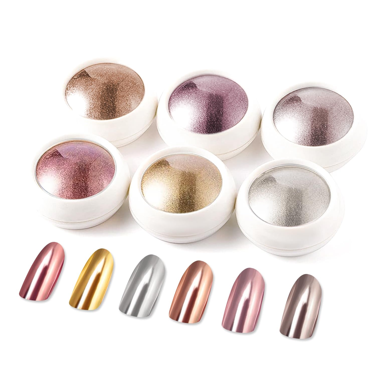 BISHENGYF Rose Gold Chrome Nail PowderNouvelle mise à niveau Grosse Kapazitä Chrom PulverSuper-Spiegeleffekt Metall Mirror Chrome Powder – Neon Glassy Pearl Effect Glitter Nail Art Pulver pour DIY Salon