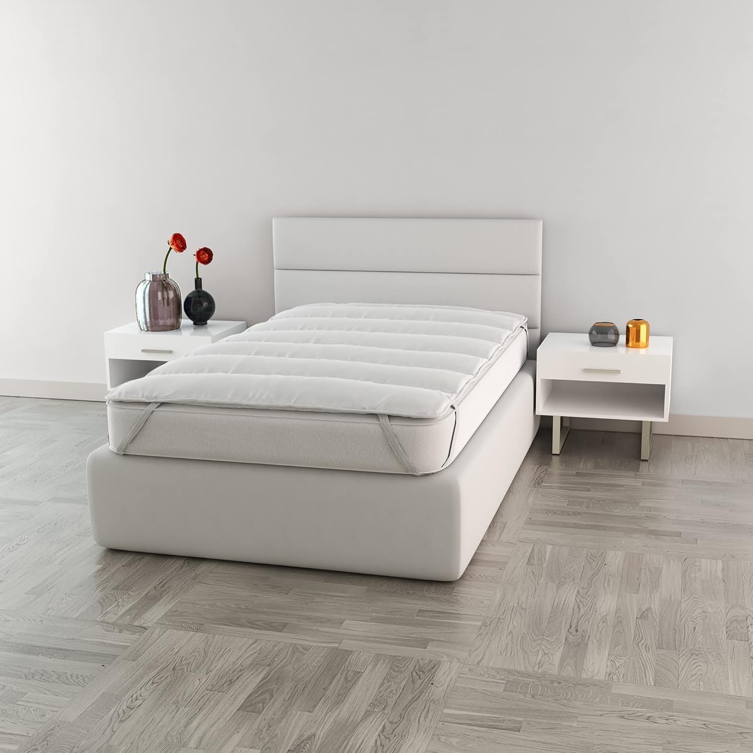 Italian Literie Surmatelas élégant, Blanc, Couettes et Couettes Doubles Naty Shop 120X195