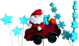 Lot de 6 décorations comestibles en pâte à sucre, Noël, voiture du Père Noël, étoiles et flocons de neige Décorations en Pâte à Sucre Naty Shop