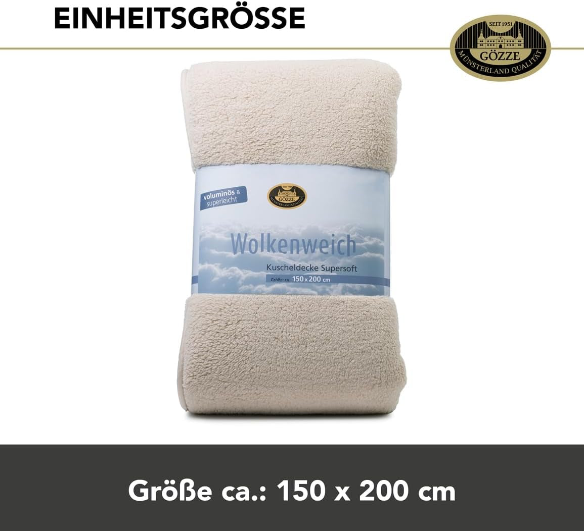 Gözze - Couverture doudou douce Nuage, imitation peau de mouton, 100% polyester (microfibre), 150 X 200 Cm - Couettes et couettes Camel Naty Shop