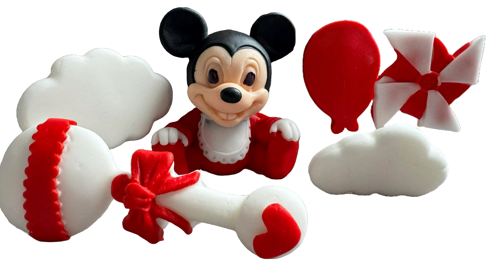 Lot de 6 décorations comestibles en sucre, décorations en pâte à sucre Mickey Mouse Naty Shop