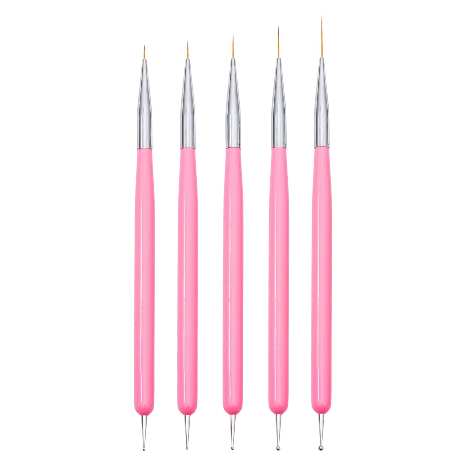 Pinceaux à ongles, 5 pièces, pinceaux à ongles, outils d'atelier punk, ensemble de pinceaux de conception malkunst pour linge de maison, détails de deux, tailles de peinture fines 7/9/11/15/22 mm, noir