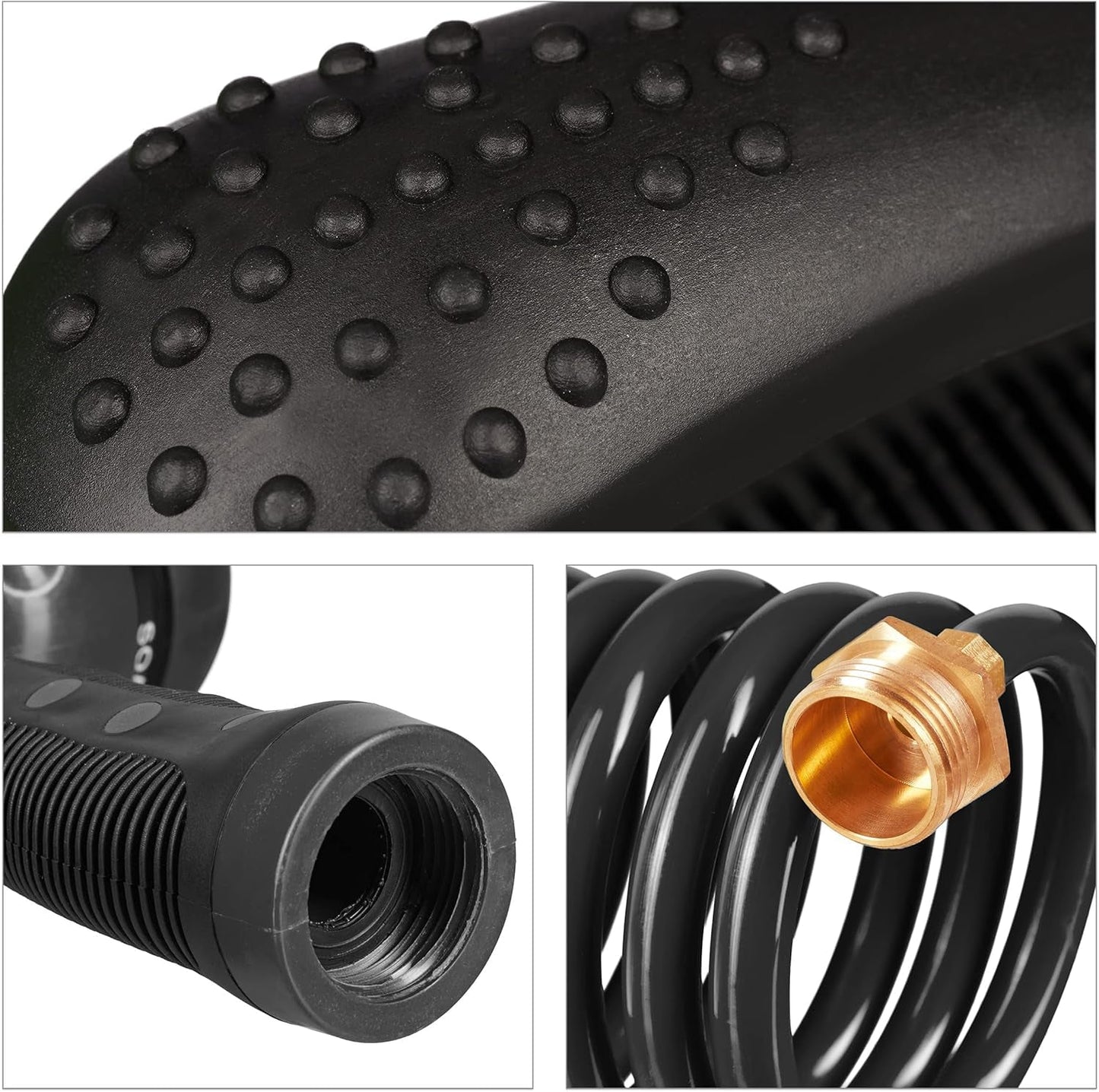 Relaxdays Tuyau spiralé extensible jusqu'à 10 m Tuyau d'arrosage flexible avec pulvérisateur d'eau 7 modes de pulvérisation Noir