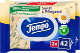 Lingettes de toilette Tempo "Doux & Soin" - Megapack - 16 paquets de 42 lingettes - Duo Packs - à la camomille naturelle - papier toilette, testé dermatologiquement et neutre au Ph de la peau