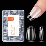 Modelones Nail Tips 216 pièces – Ensemble de pointes d'ongles à couverture complète, ensemble de pointes en gel souple, pointes d'ongles en résine PMMA pré-polissage, colle DIY sur ongles artificiels Nail Art, amandes courtes XS