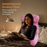 Oreiller de lecture XL pour lit et canapé avec tour de cou amovible, oreiller de dos idéal pour adultes avec mousse à mémoire de forme pour lire, travailler, jouer, regarder la télévision, se détendre (rose)