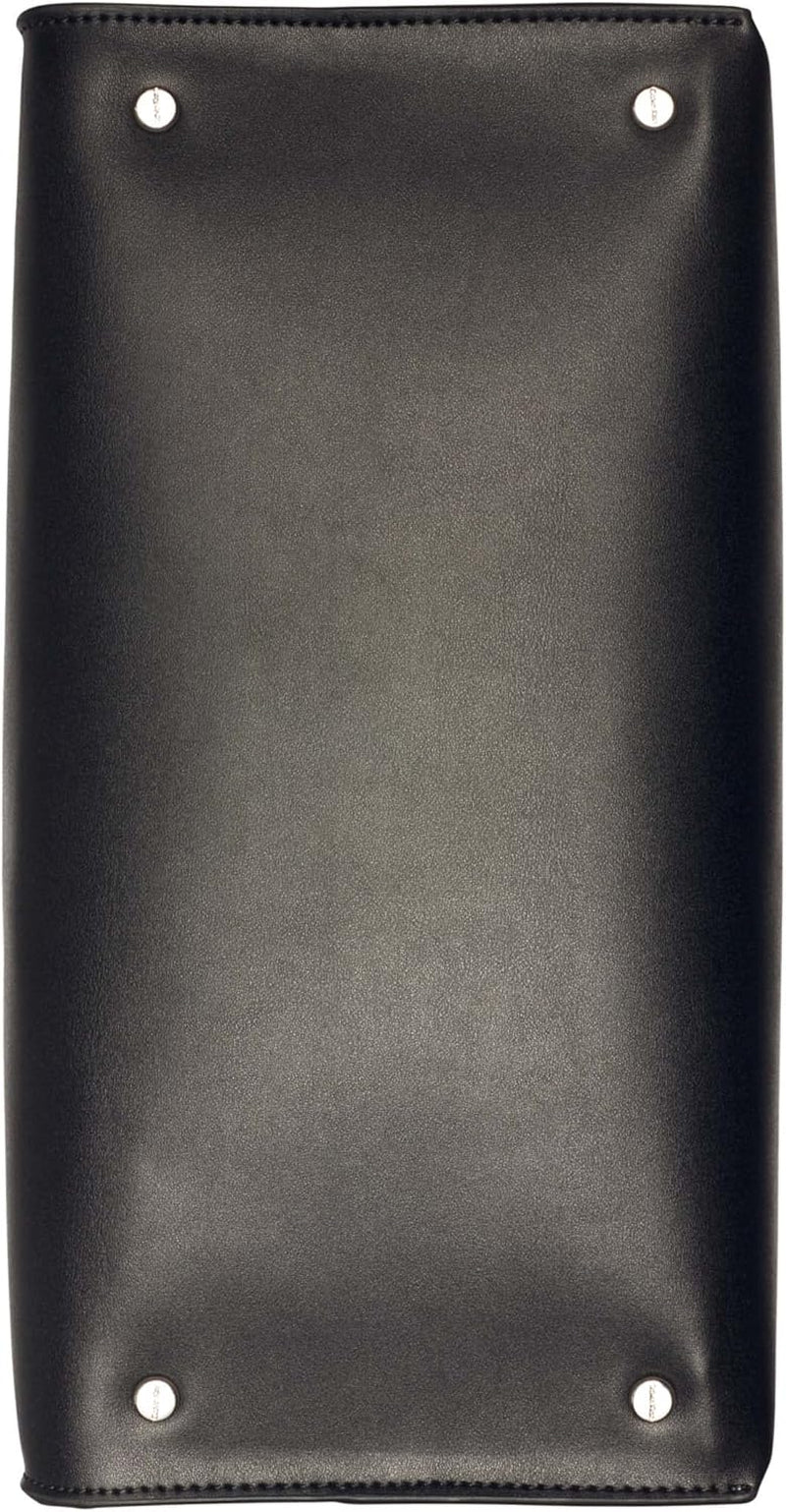 Calvin Klein Ladies Turn Lock Satchel - 2 en 1, Cuir Vegan, 3 Poches Becky Turnlock Sac à Bandoulière, Noir/Argent Sacs Femme Naty Shop