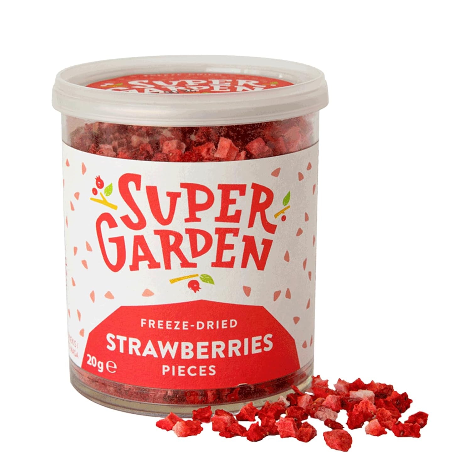 Fraises lyophilisées Super Garden | Fruits lyophilisés délicieux et 100% purs | Fraises entières séchées pour des collations saines ou des pâtisseries | Fraises lyophilisées 19g Produits déshydratés Naty Shop Gâteau aux fraises