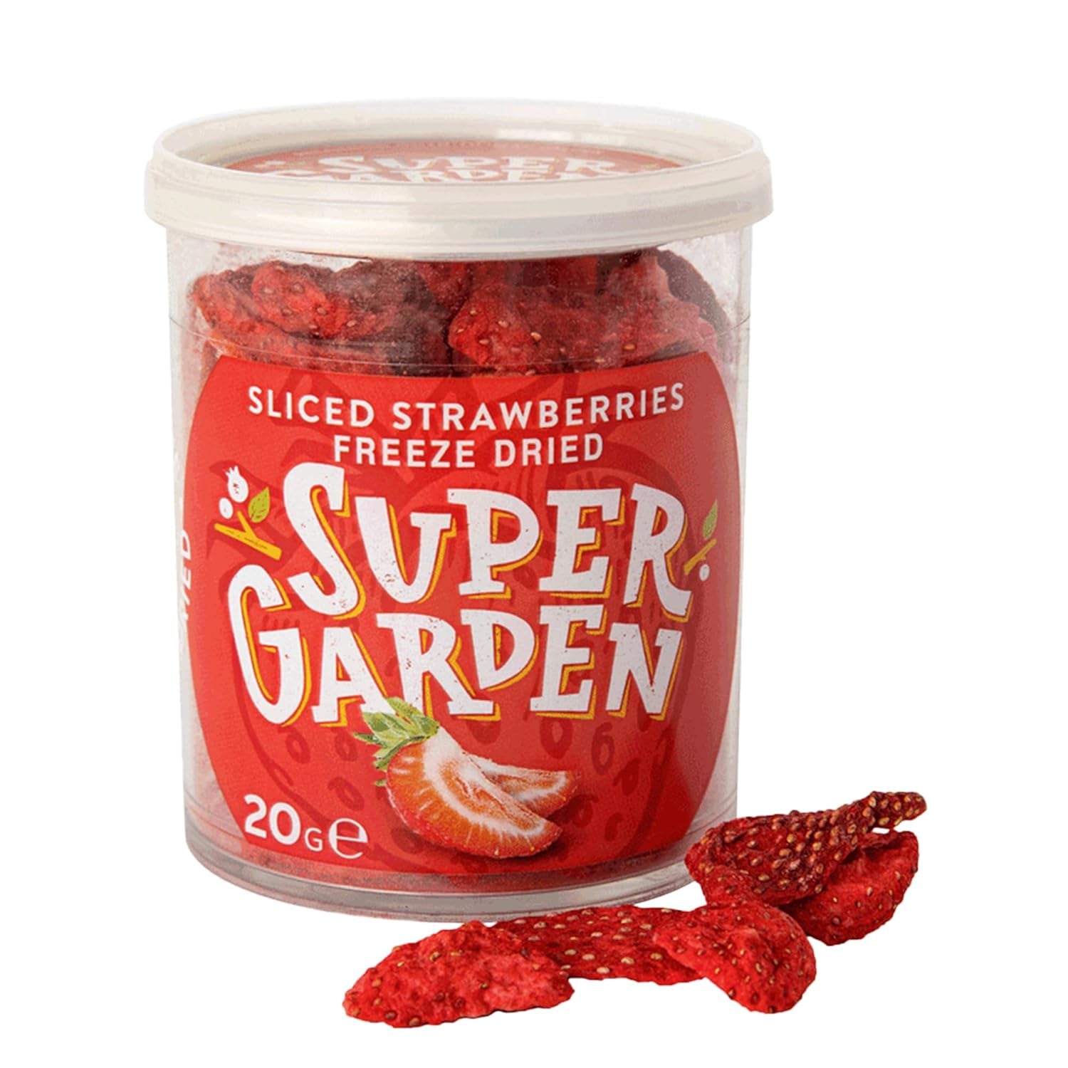 Fraises lyophilisées Super Garden | Fruits lyophilisés délicieux et 100% purs | Fraises entières séchées pour des collations saines ou des pâtisseries | Fraises lyophilisées 19g Produits déshydratés Naty Shop Tranches de fraises