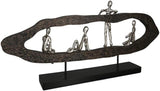 Casablanca design moderne Figurine Sculpture Déco GILDE - Best Friends - Hang Out Argent, bois/aluminium - largeur 75 cm Statuettes et sculptures Naty Shop