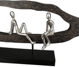 Casablanca design moderne Figurine Sculpture Déco GILDE - Best Friends - Hang Out Argent, bois/aluminium - largeur 75 cm Statuettes et sculptures Naty Shop