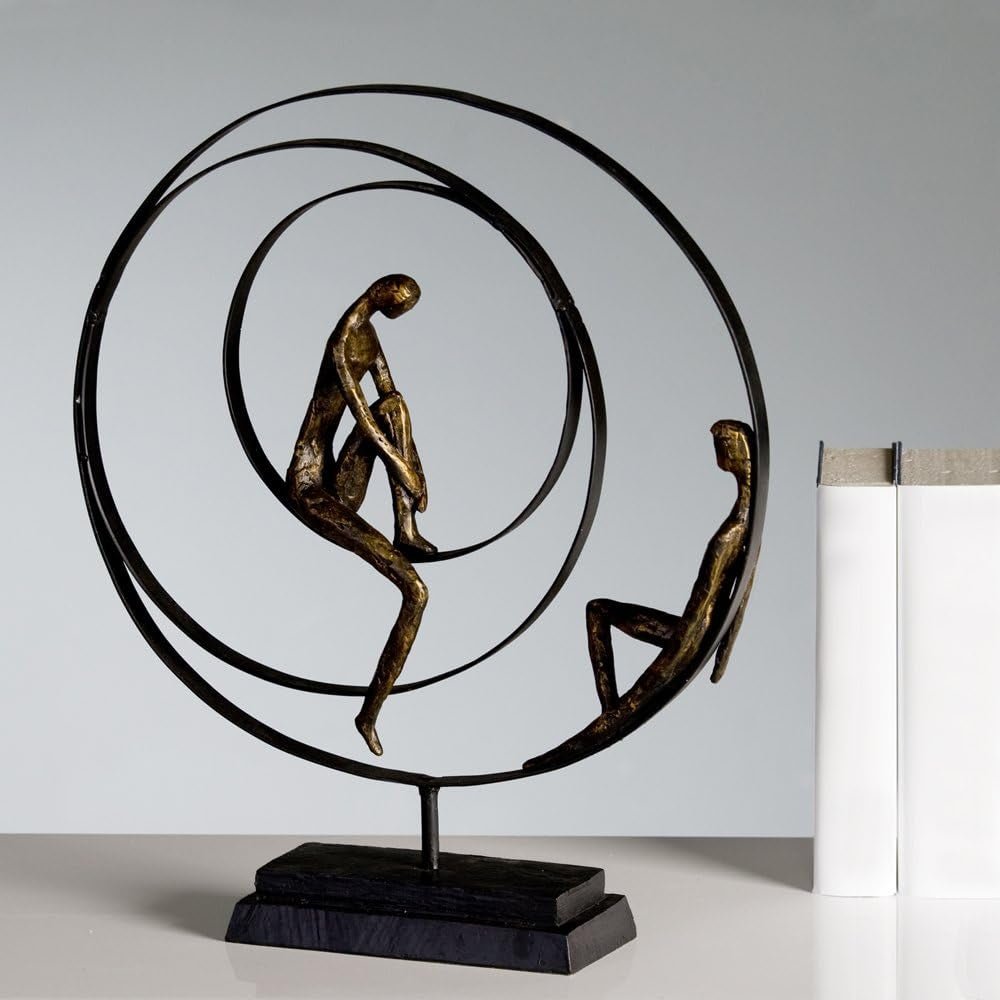 Figurine sculpture décorative Casablanca - En résine synthétique - Modèle : Patience - Coloris : Noir Bronze - Salon décoratif - Hauteur 41 cm Statuettes et sculptures Naty Shop