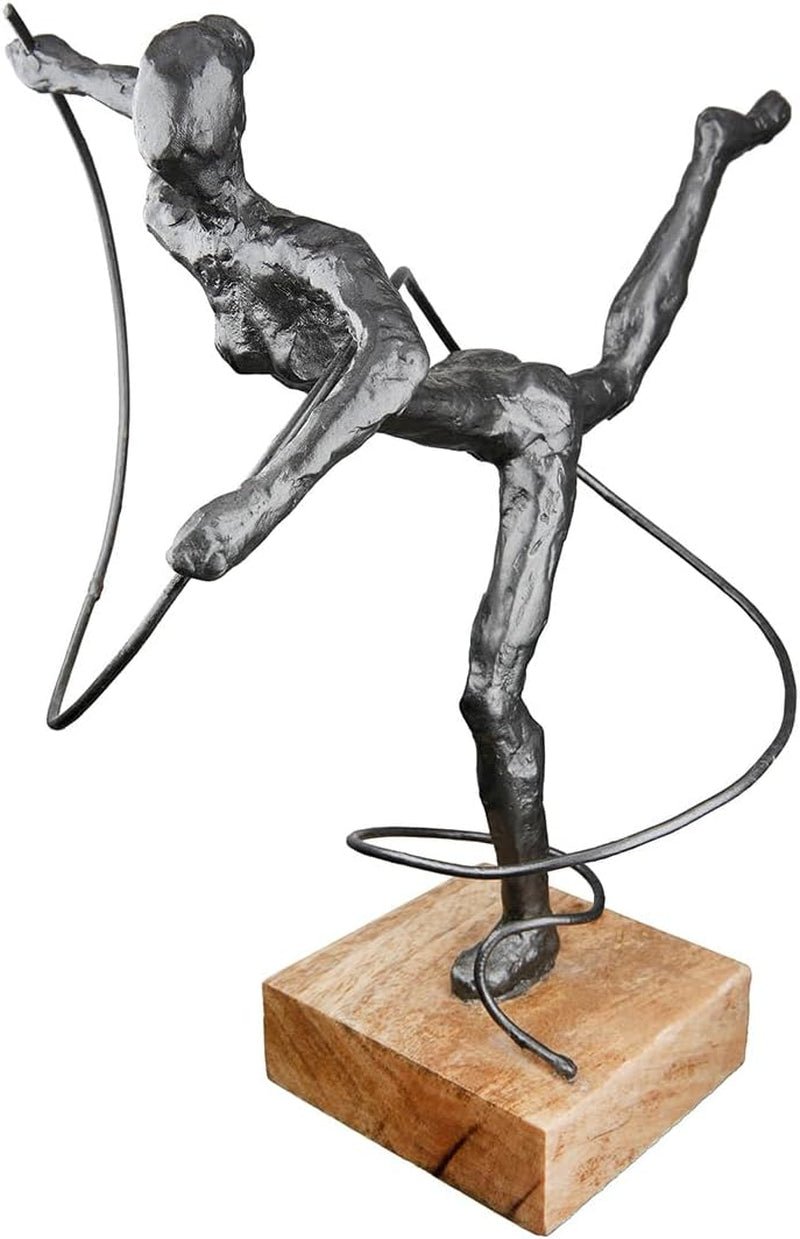Casablanca grande sculpture décorative - sculpture ronde en bois aluminium couleur : argent naturel - décoration salon cadeau anniversaire hauteur 46 cm Statuettes et sculptures Naty Shop Anthracite Hauteur 30 cm