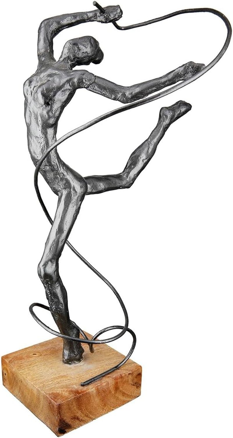 Casablanca grande sculpture décorative - sculpture ronde en bois aluminium couleur : argent naturel - décoration salon cadeau anniversaire hauteur 46 cm Statuettes et sculptures Naty Shop Anthracite Hauteur 36,5 cm