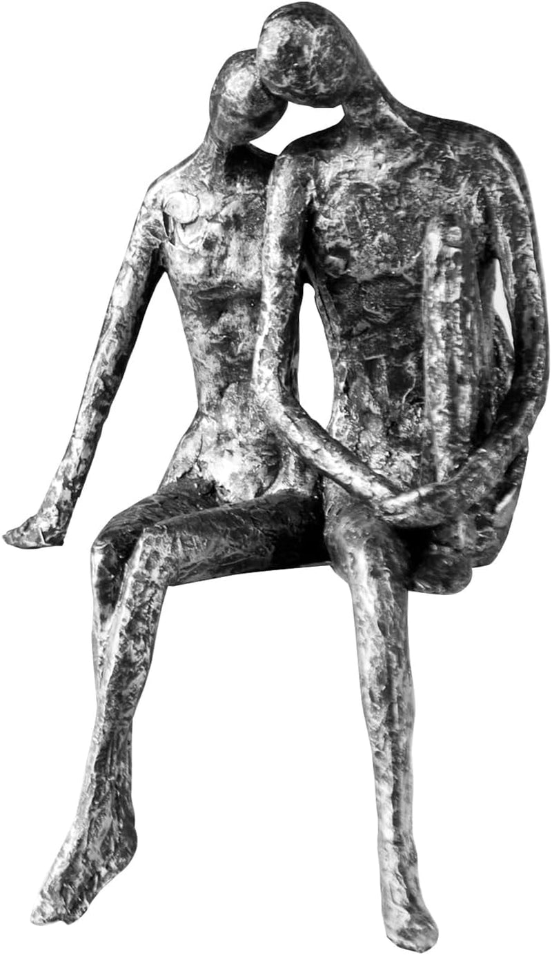 Sculpture Casablanca - Figurine décorative couple - Polyrésine - Couleur : argent antique Hauteur 25 cm Statuettes et sculptures Naty Shop argent Hauteur 25 cm