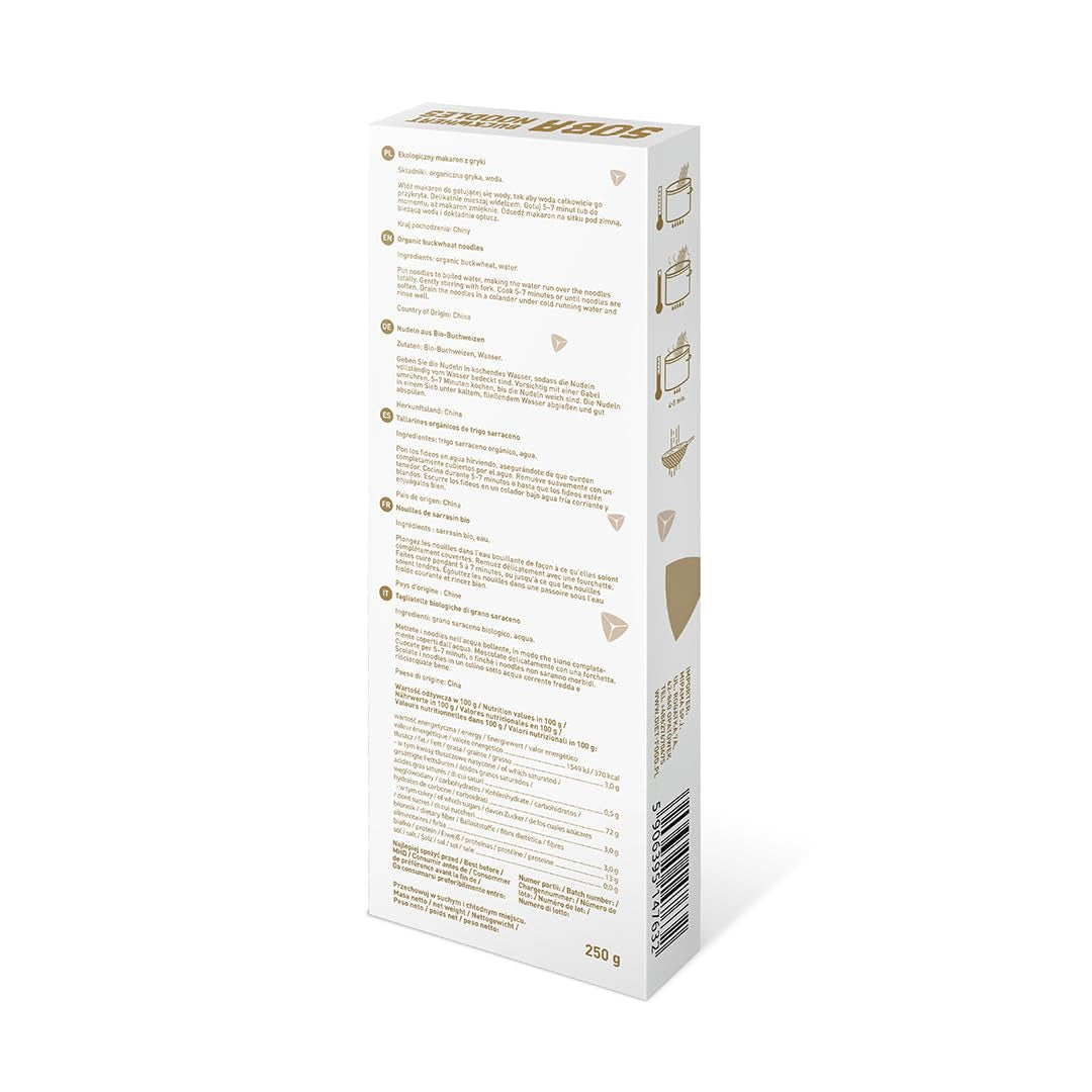 DIET-FOOD Bio Buchweizen Soba Nudeln Lebensmittel Pasta Vegane Glutenfreie Lactosefrei Sojafrei Nudeln for Vegetarier and Veganer 250 Gramm