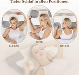 Oreiller cervical Wellsync Oreiller ergonomique Oreiller en mousse à mémoire de forme Oreiller orthopédique pour dormeurs latéraux Dormeurs sur le dos Dormeurs sur le ventre Douleurs au cou Blanc Gris Oreillers orthopédiques cervicaux Naty Shop