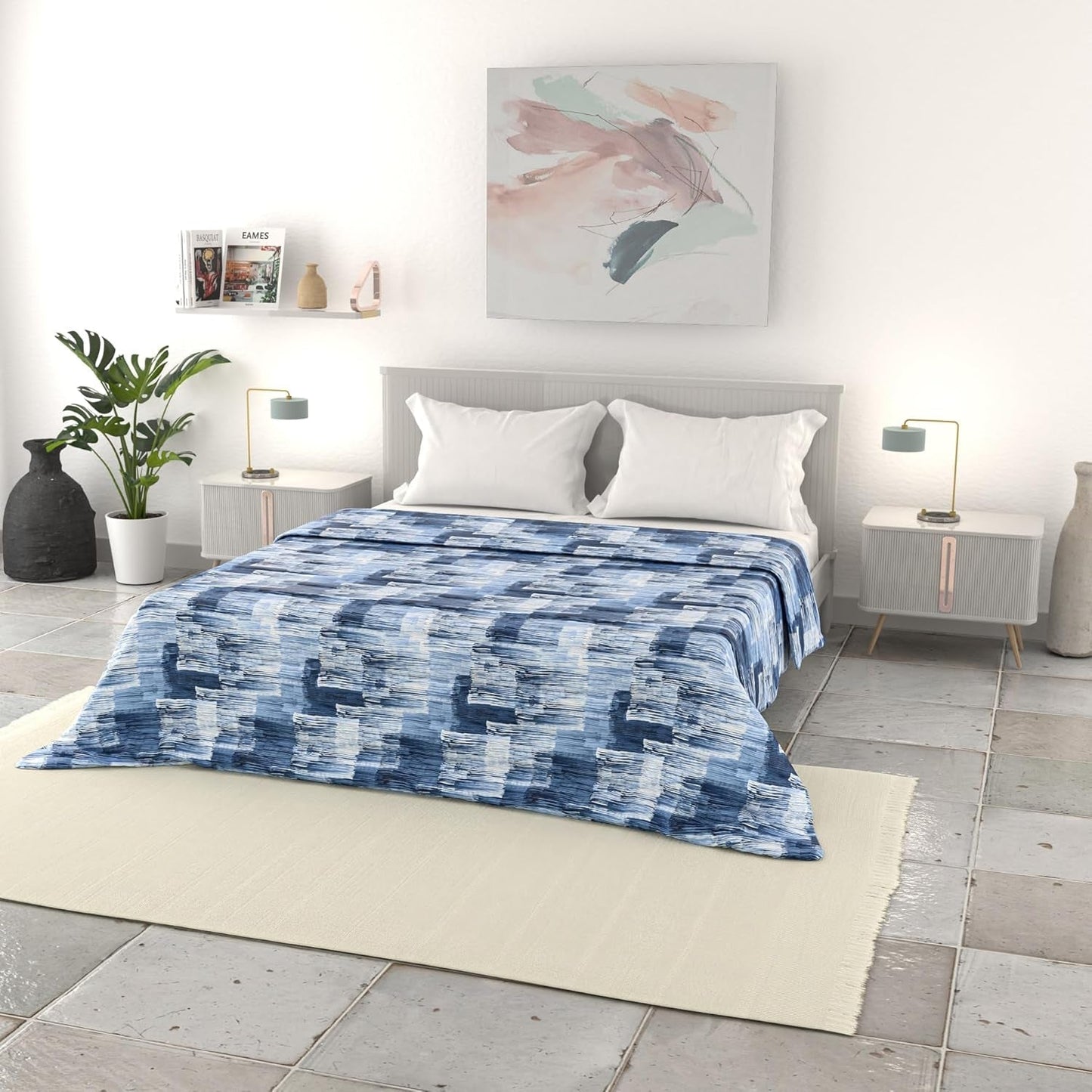 Linge de lit italien couette d'été basique, microfibre imprimée, 250X240Cm, cercle Couettes et couettes Naty Shop Dye 250X240Cm