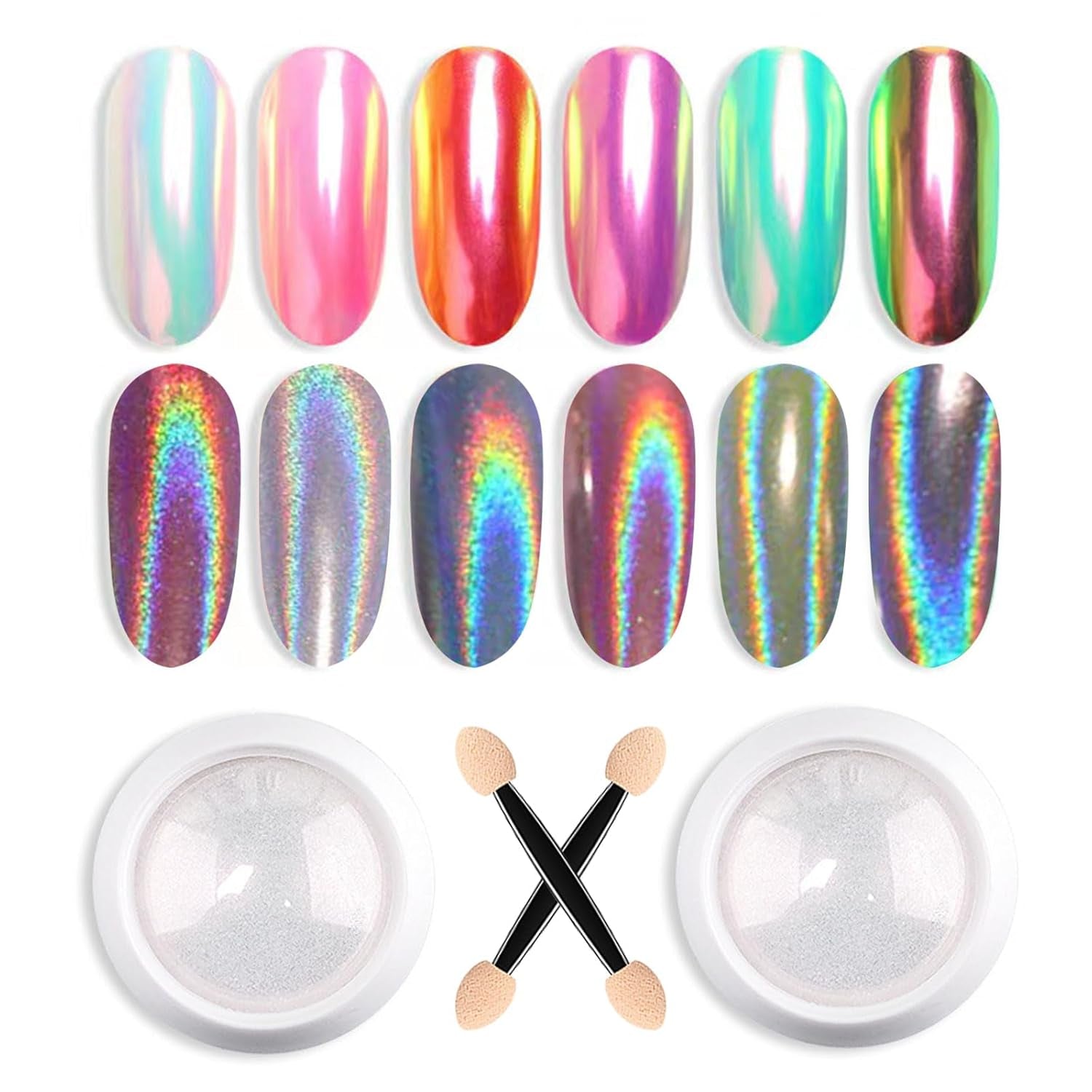 GZSY Nail Art Strasssteine ​​​​Nagel Perlen Weiß 12Raster Nagel Charms Nageldesign Zubehör Perle Nail Art