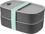 Boîte à bento double BergHoff - Leo (coffret déjeuner 19x12,5x9 cm, deux boîtes, résistant au micro-ondes, fermeture hermétique, passe au lave-vaisselle, idéal pour les collations / snacks / salade) 3950126 Boîtes de conservation des aliments Naty Shop Classic